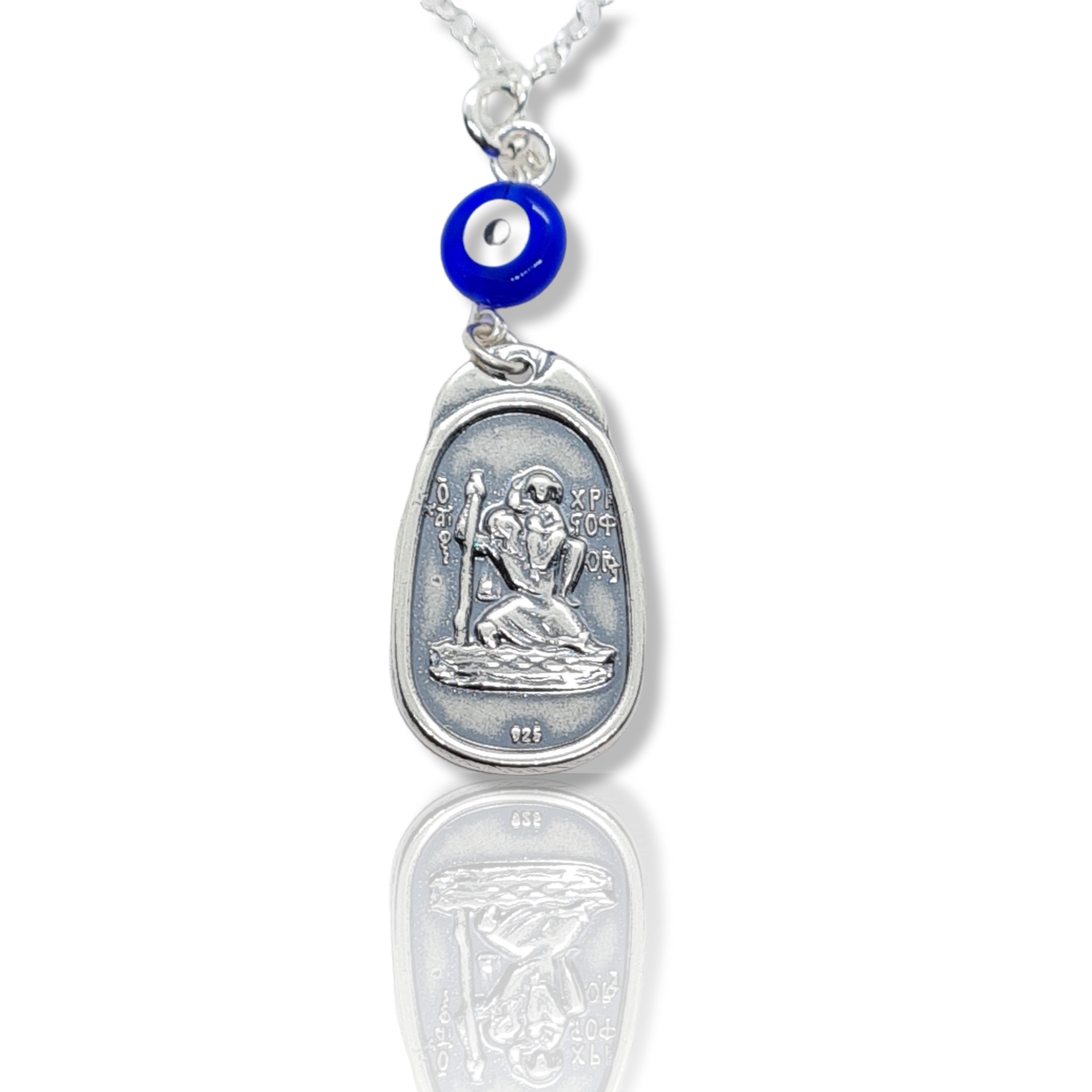 Φυλαχτό αυτοκινήτου Αγ. Χριστόφορος απο ασήμι 925° (code M002341)